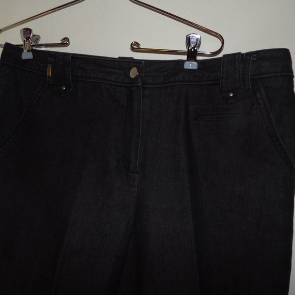Larry Levine Black Wash Capri Stretch Jeans Sz 14 - Picture 2 of 6